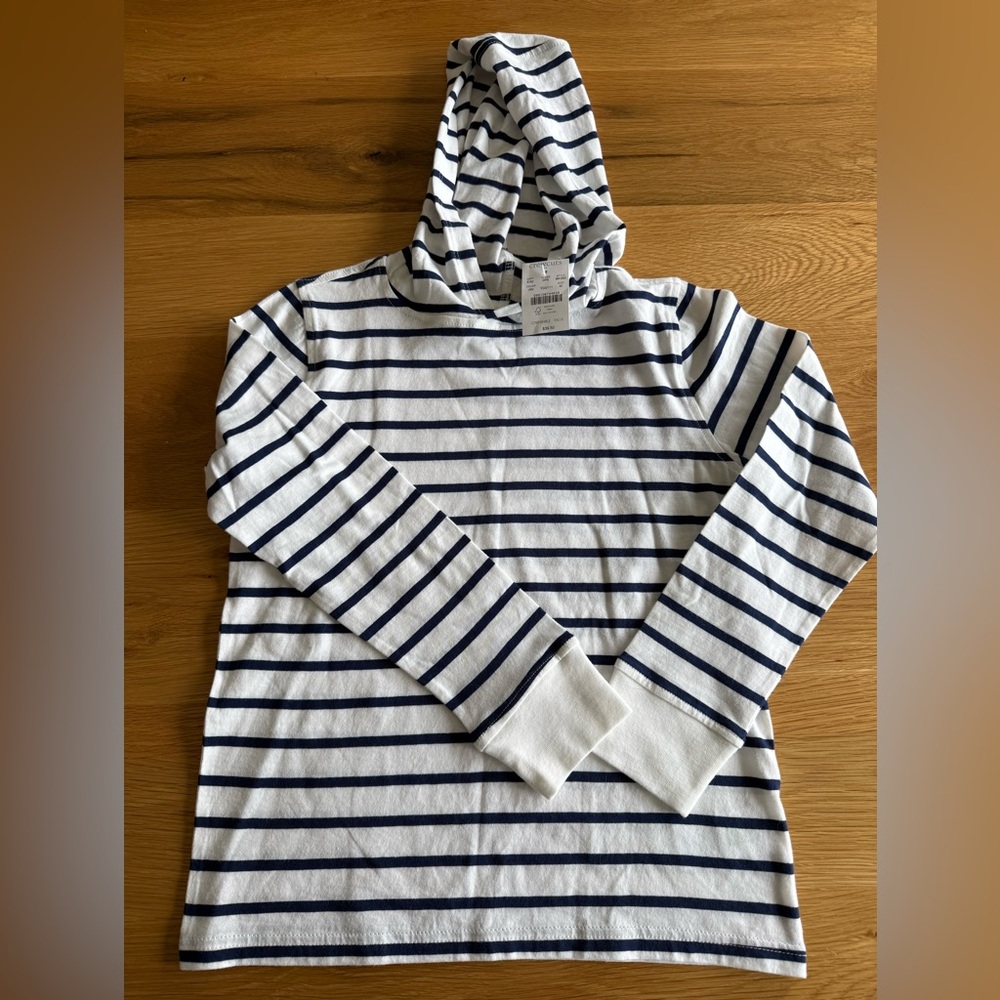 NWT Crewcuts Striped Hooded Long Sleeve Shirt- 🤍💙